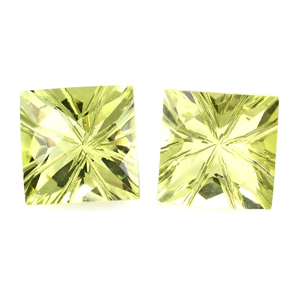 LEMON QUARTZ CHECKER TOP PRINCESS BACK LAZER CUT SQUARE 10MM 4.33 Cts.