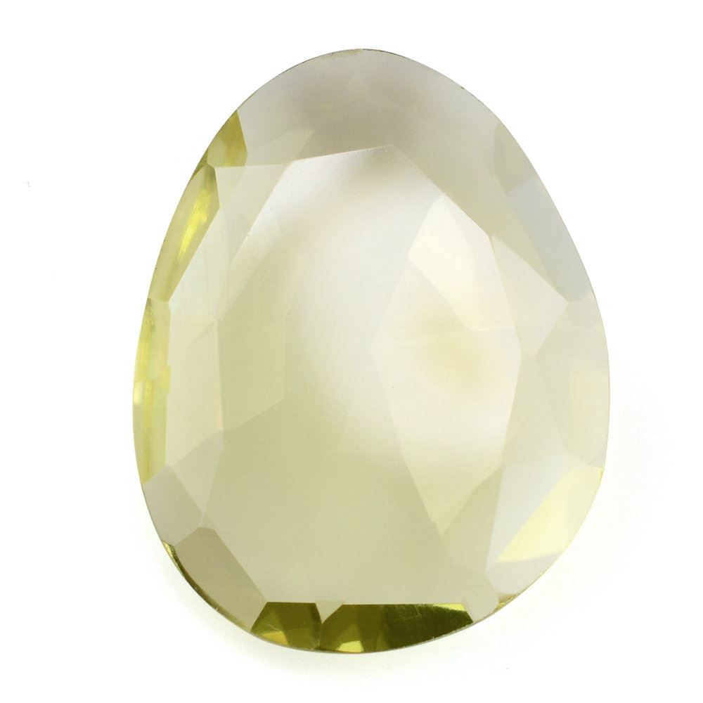 LEMON QUARTZ CUT IRREGULAR  OVAL STEP CUT BACK 23X18MM 13.68 Cts.