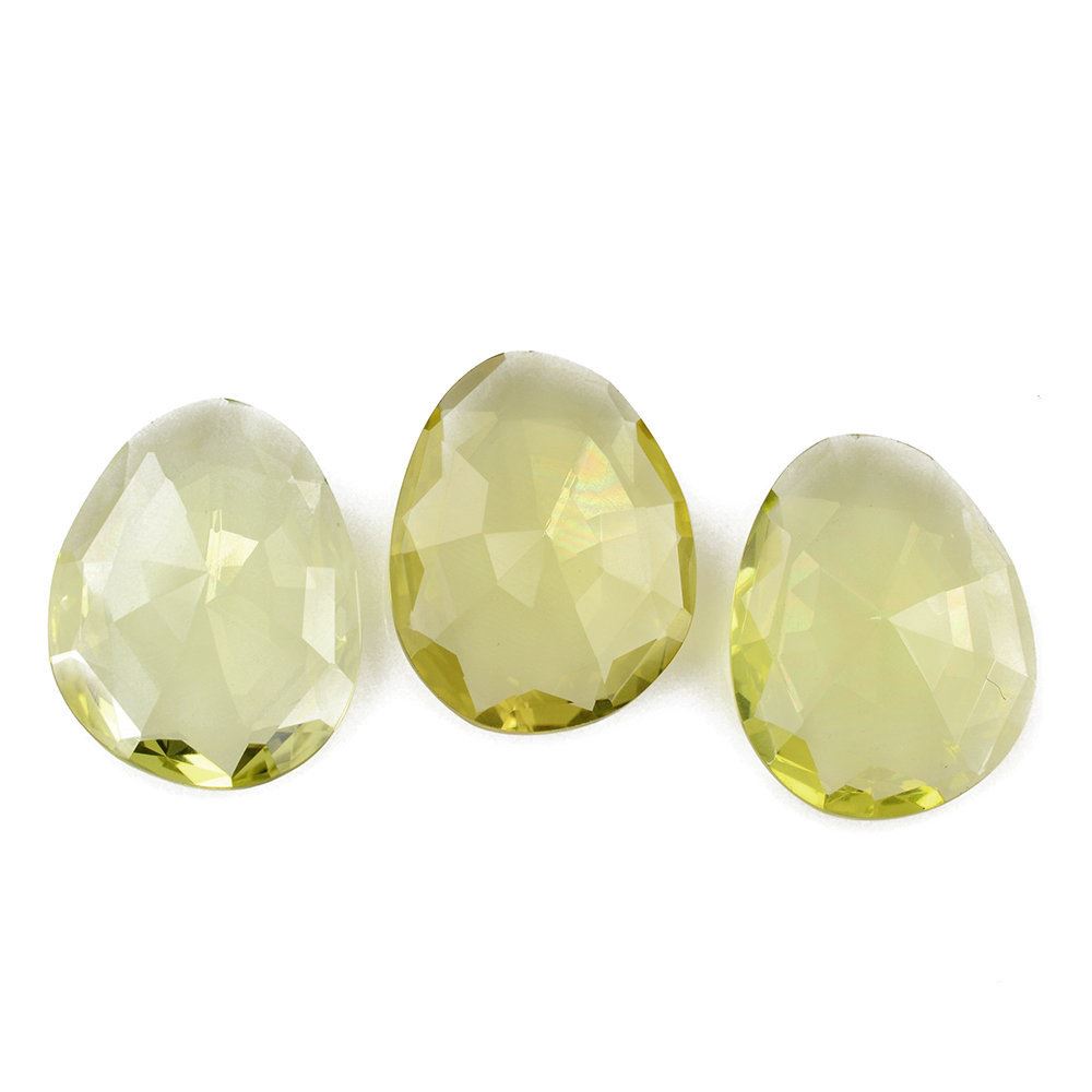 LEMON QUARTZ CUT IRREGULAR  OVAL STEP CUT BACK 23X18MM 13.68 Cts.