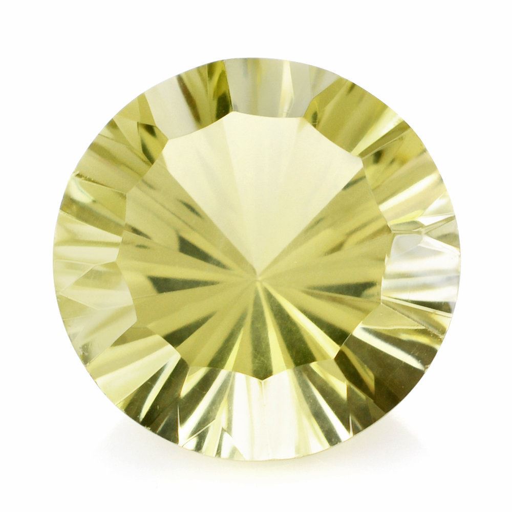 LEMON QUARTZ CONCAVE STRAIGHT FACET ROUND 14MM 8.30 Cts.
