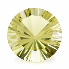 LEMON QUARTZ CONCAVE STRAIGHT FACET ROUND 14MM 8.30 Cts.