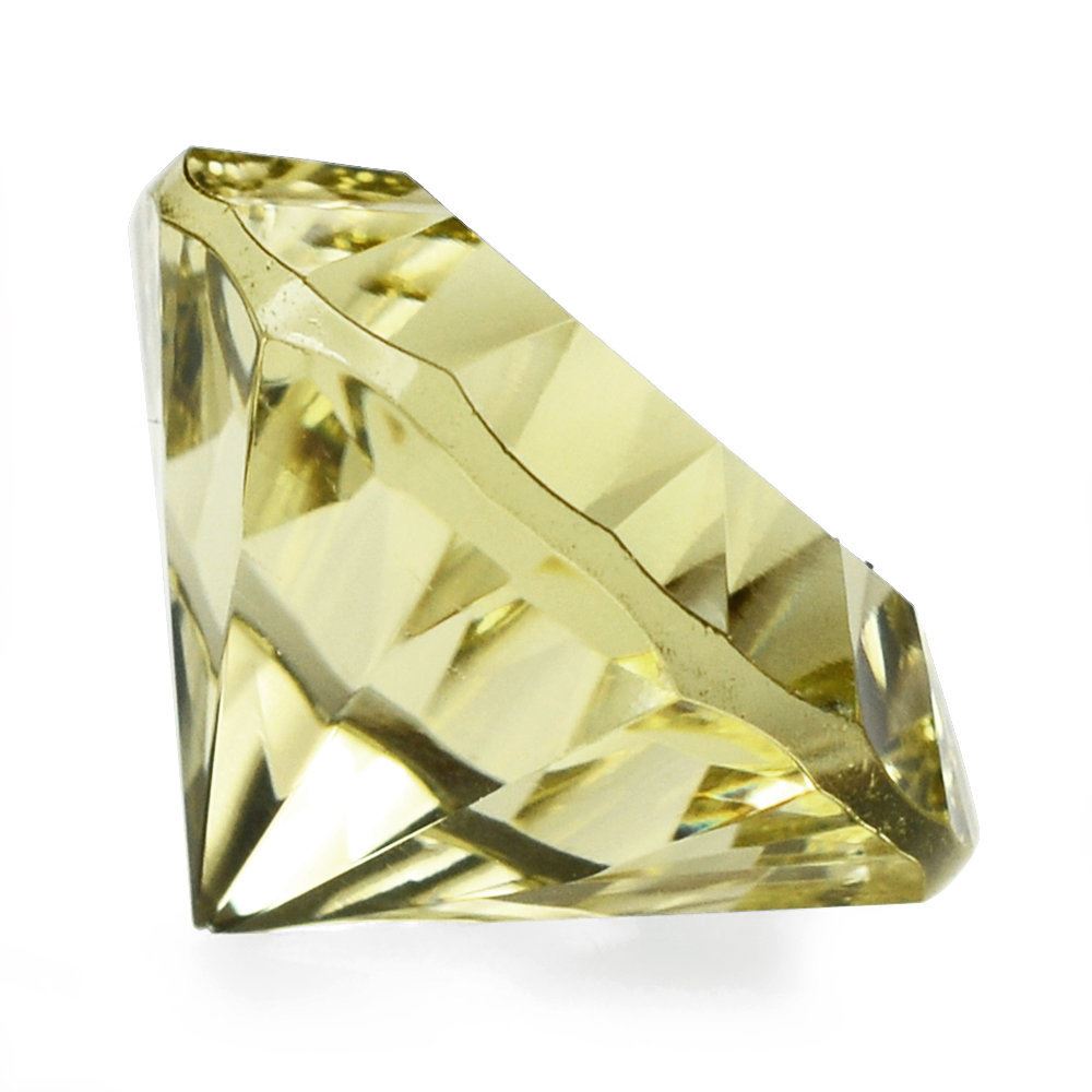 LEMON QUARTZ CONCAVE STRAIGHT FACET ROUND 14MM 8.30 Cts.