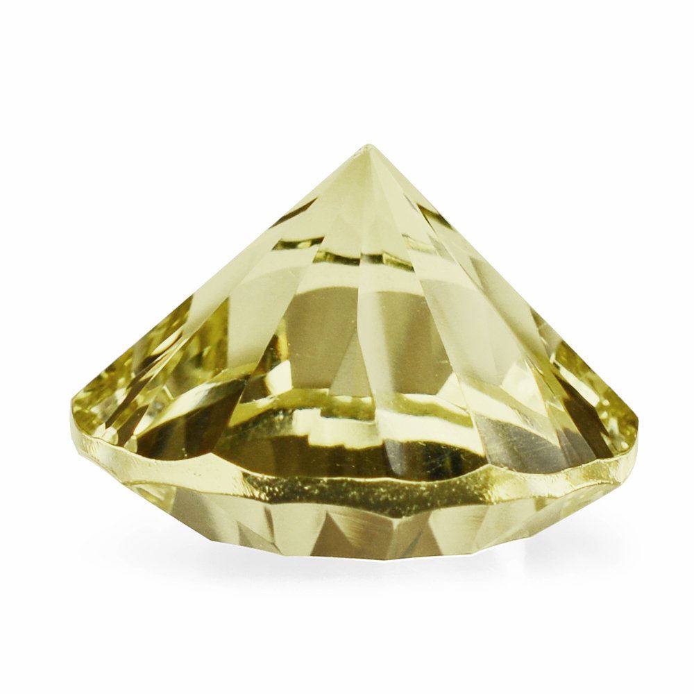 LEMON QUARTZ CONCAVE STRAIGHT FACET ROUND 14MM 8.30 Cts.