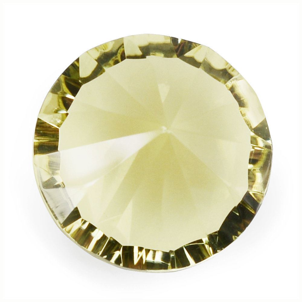 LEMON QUARTZ CONCAVE STRAIGHT FACET ROUND 14MM 8.30 Cts.