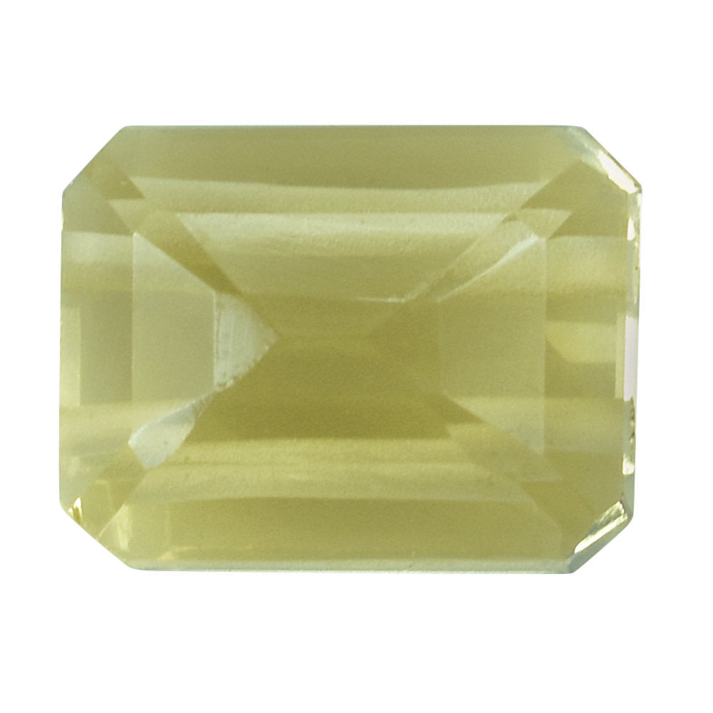 LEMON QUARTZ CUT OCTAGON (TWO HOLE FULL DRILL) 9X7MM  3.12 Cts.