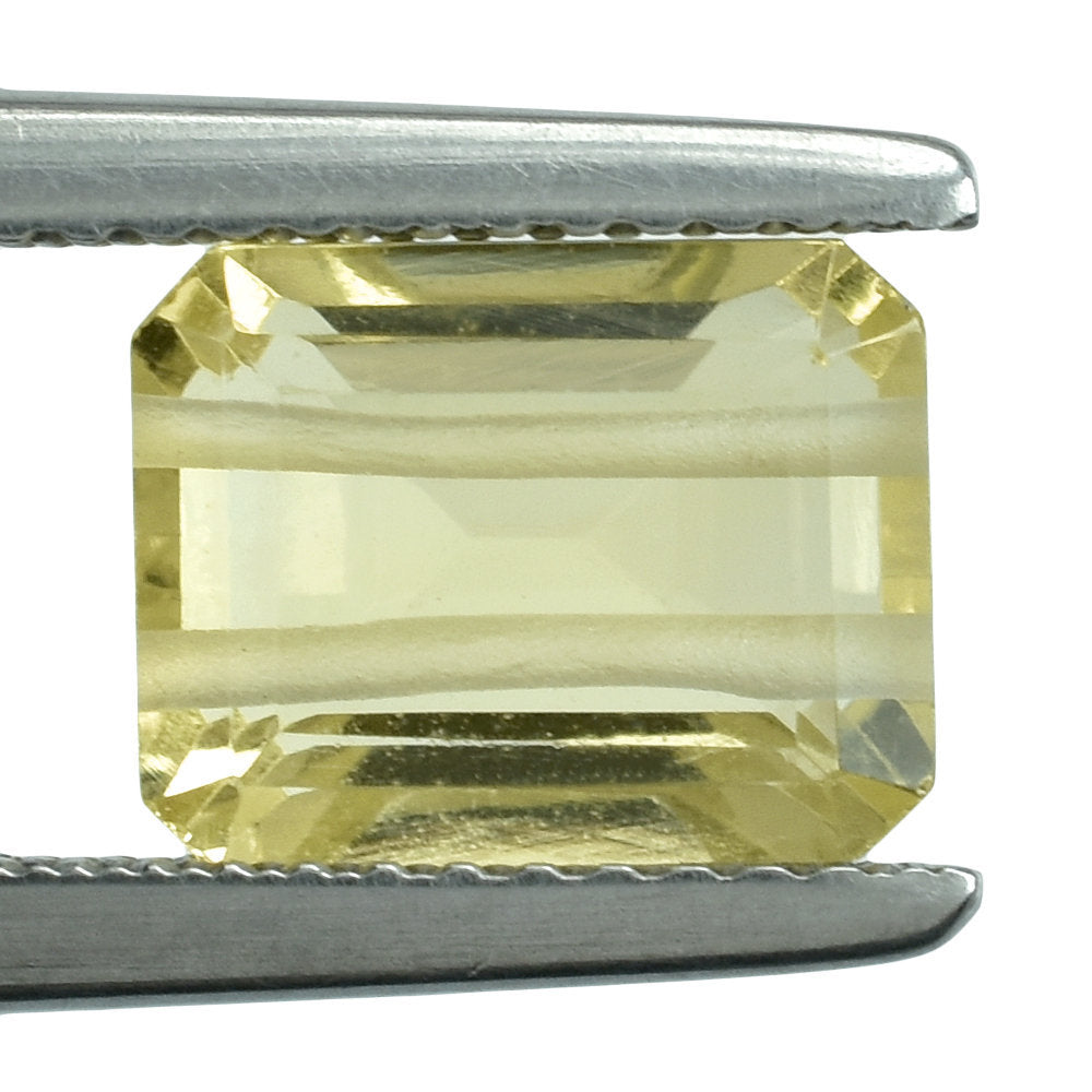 LEMON QUARTZ CUT OCTAGON (TWO HOLE FULL DRILL) 9X7MM  3.12 Cts.