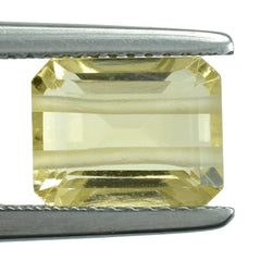 LEMON QUARTZ CUT OCTAGON (TWO HOLE FULL DRILL) 9X7MM  3.12 Cts.