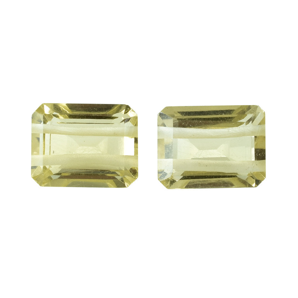 LEMON QUARTZ CUT OCTAGON (TWO HOLE FULL DRILL) 9X7MM  3.12 Cts.