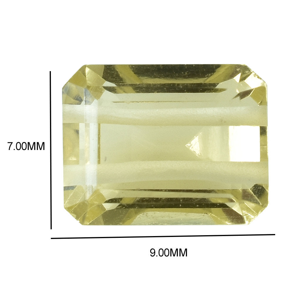 LEMON QUARTZ CUT OCTAGON (TWO HOLE FULL DRILL) 9X7MM  3.12 Cts.