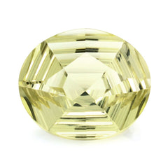 LEMON QUARTZ SWIRL CUT HEXAGON CONCAVE OVAL 14X12MM 6.24 Cts.