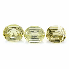 LEMON QUARTZ SWIRL CUT HEXAGON CONCAVE OVAL 14X12MM 6.24 Cts.