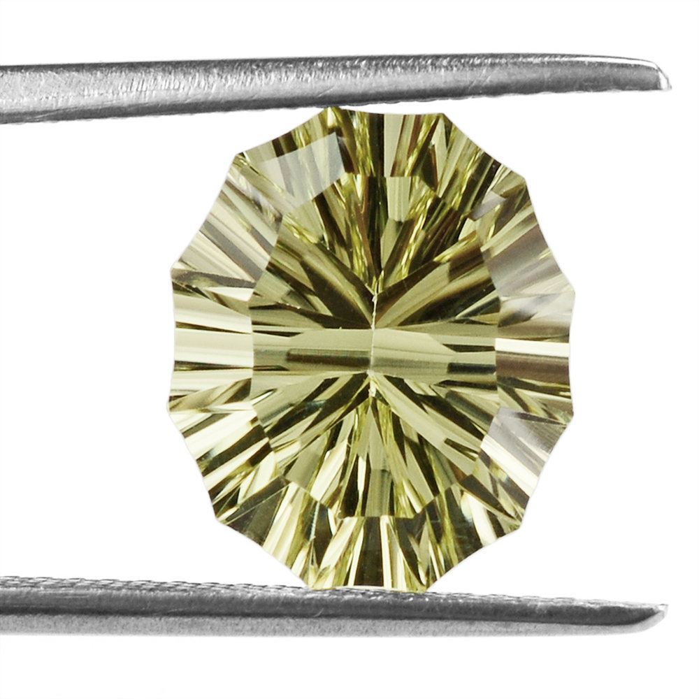 LEMON QUARTZ CONCAVE NINETY CUT OVAL 12X10MM 4.58 Cts.