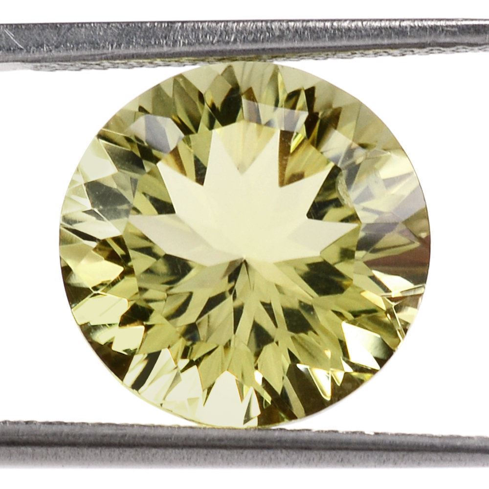 LEMON QUARTZ CONCAVE CUT ROUND 12MM 5.83 Cts.