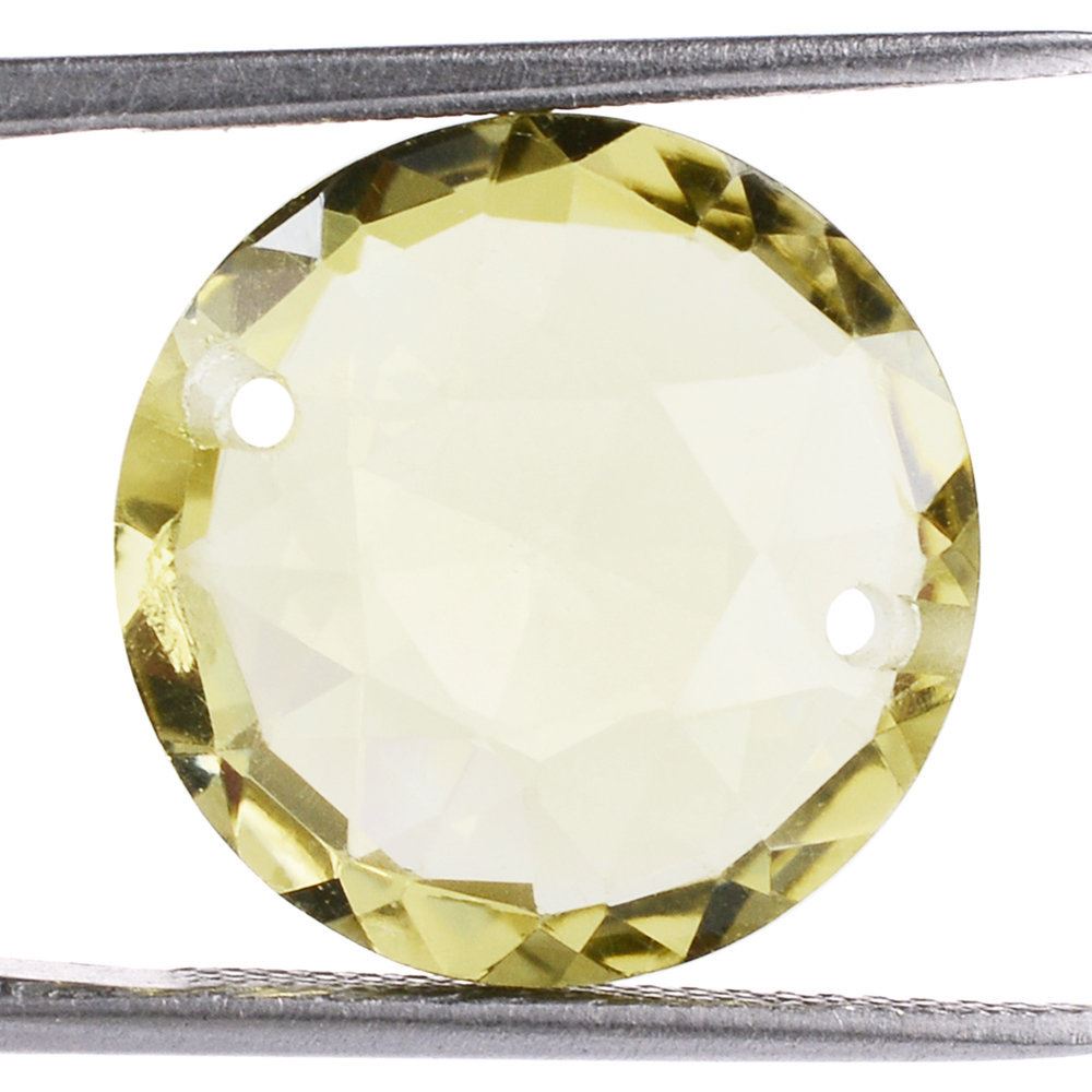 LEMON QUARTZ ROSE CUT BRIOLETTE ROUND WITH (TWO FULL DRILL) 16MM 10.06 Cts.
