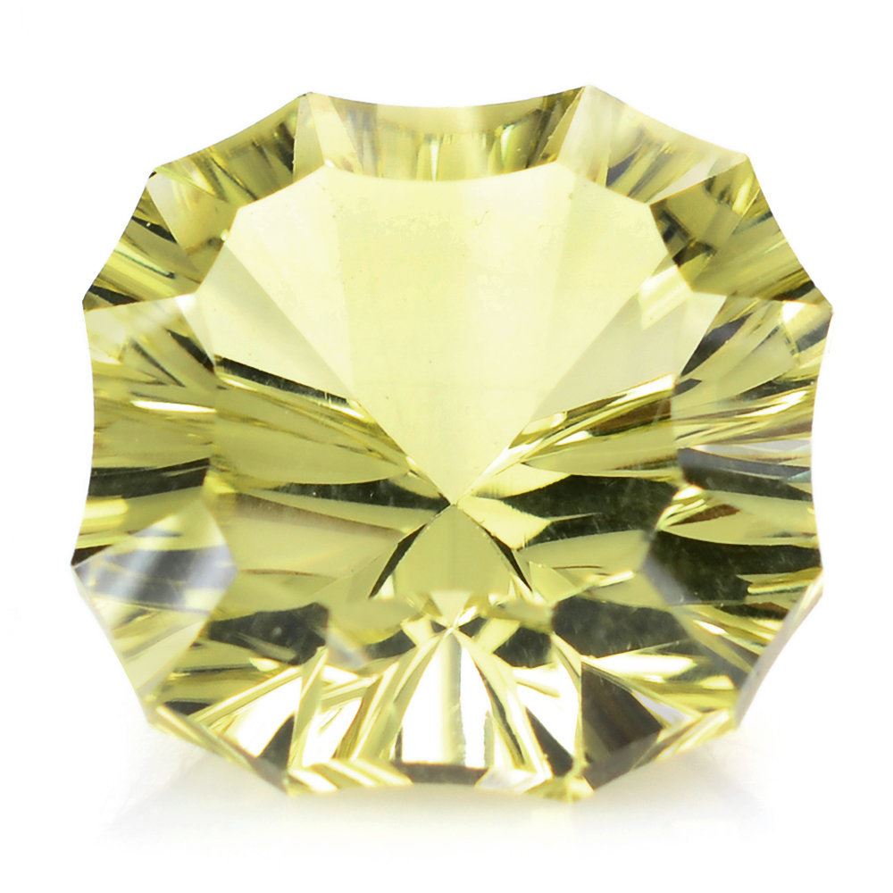 LEMON QUARTZ CONCAVE NINETY CUT CUSHION 15MM 12.41 Cts.