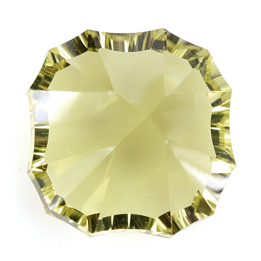 LEMON QUARTZ CONCAVE NINETY CUT CUSHION 15MM 12.41 Cts.