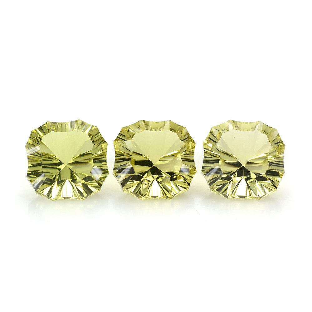LEMON QUARTZ CONCAVE NINETY CUT CUSHION 15MM 12.41 Cts.