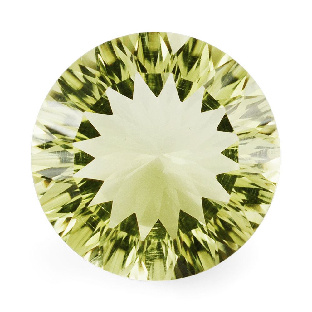 LEMON QUARTZ CONCAVE CUT ROUND 14MM 7.55 Cts.