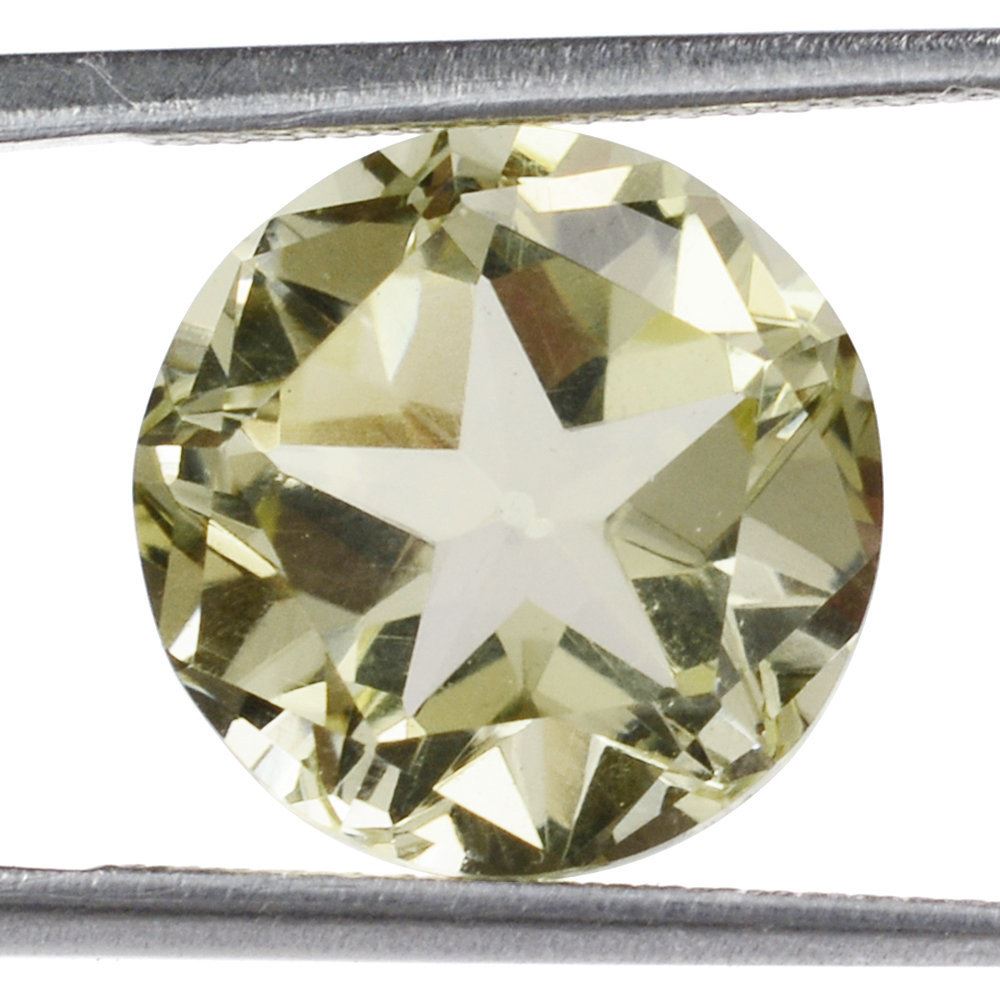 LEMON QUARTZ PENTAGON ROUND WITH STAR CUT BACK 12MM 6.05 Cts.