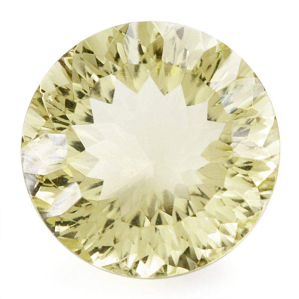 LEMON QUARTZ CONCAVE CUT ROUND 15MM 11.94 Cts.