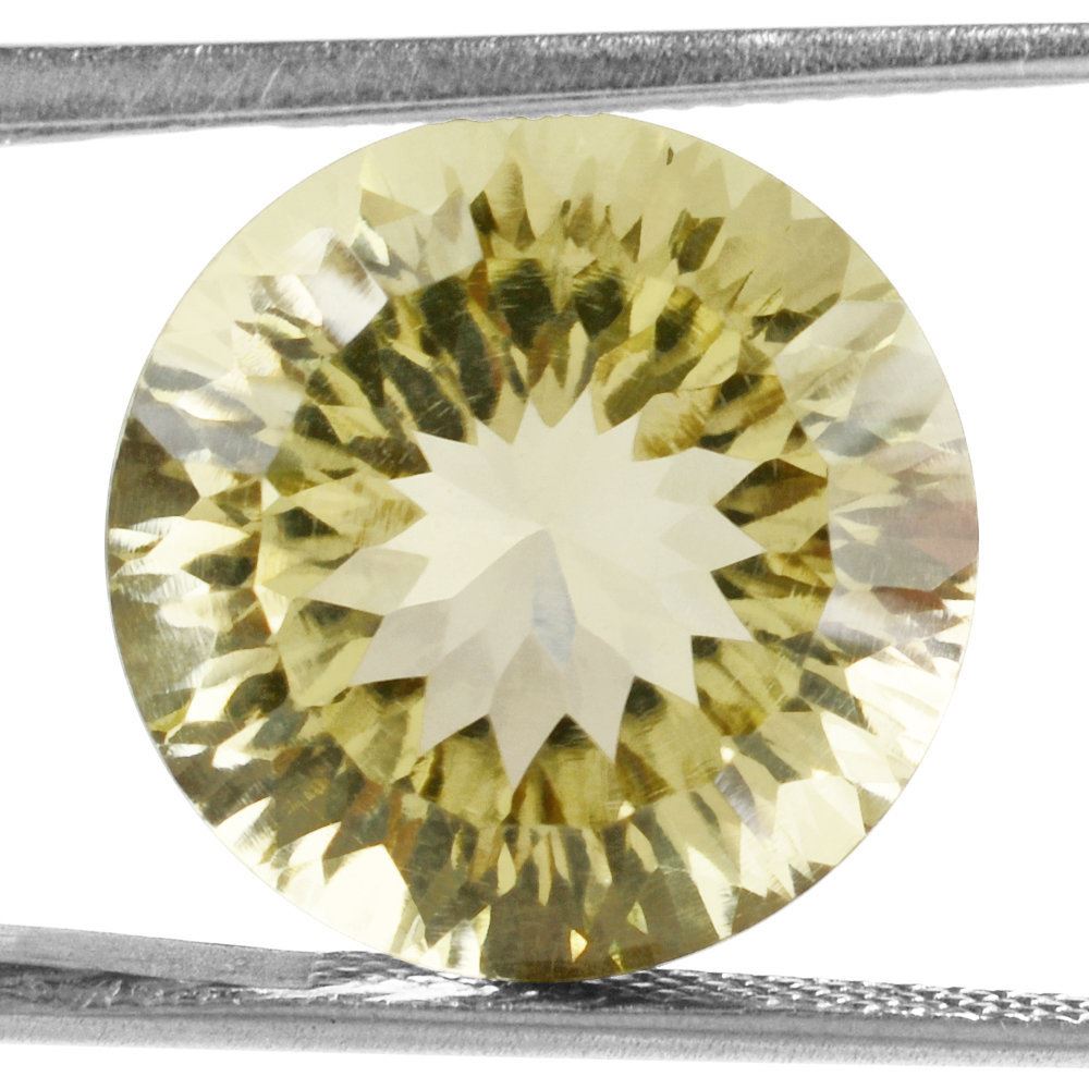 LEMON QUARTZ CONCAVE CUT ROUND 15MM 11.94 Cts.