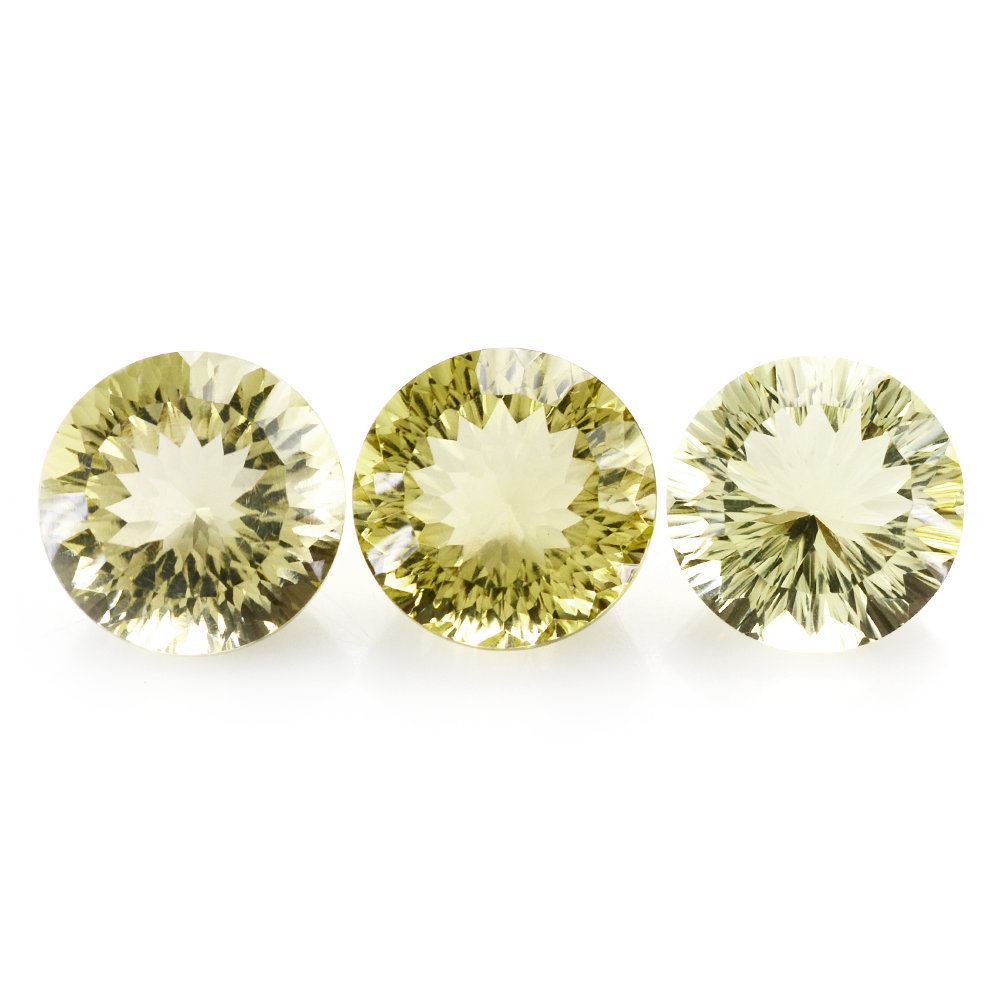 LEMON QUARTZ CONCAVE CUT ROUND 15MM 11.94 Cts.