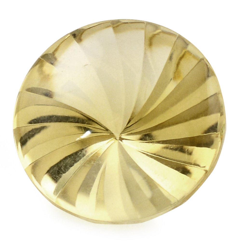 LEMON QUARTZ BUFFTOP ROUND WITH TWISTED CONCAVE 15MM 10.00 Cts.