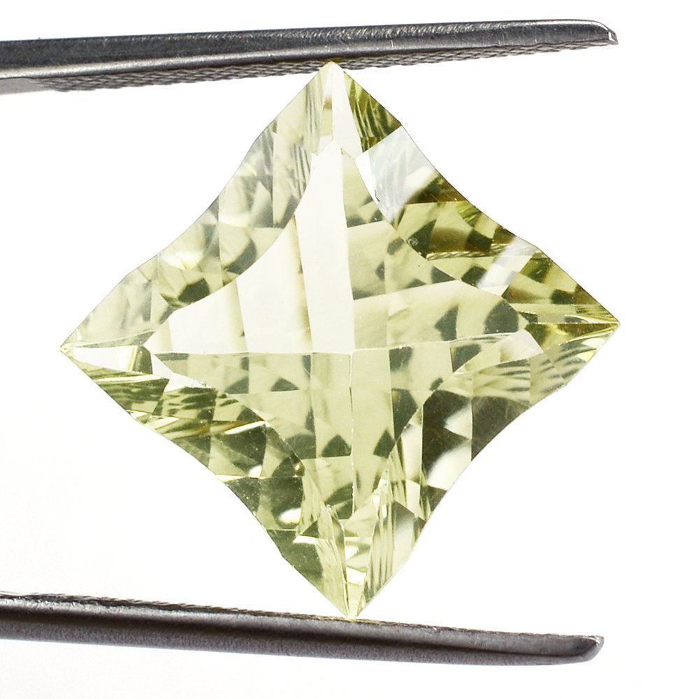 LEMON QUARTZ CONCAVE NINETY CUT SQUARE 12MM 6.78 Cts.