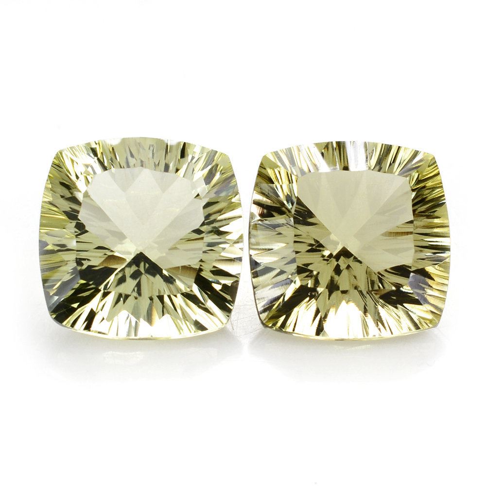 LEMON QUARTZ CONCAVE CUT CUSHION 14MM 10.20 Cts.