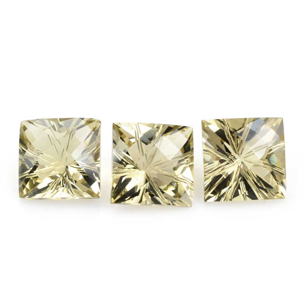 LEMON QUARTZ CHECKER TOP PRINCESS CUT BACK LAZER CUT SQUARE (LITE) 12MM 7.92 Cts.