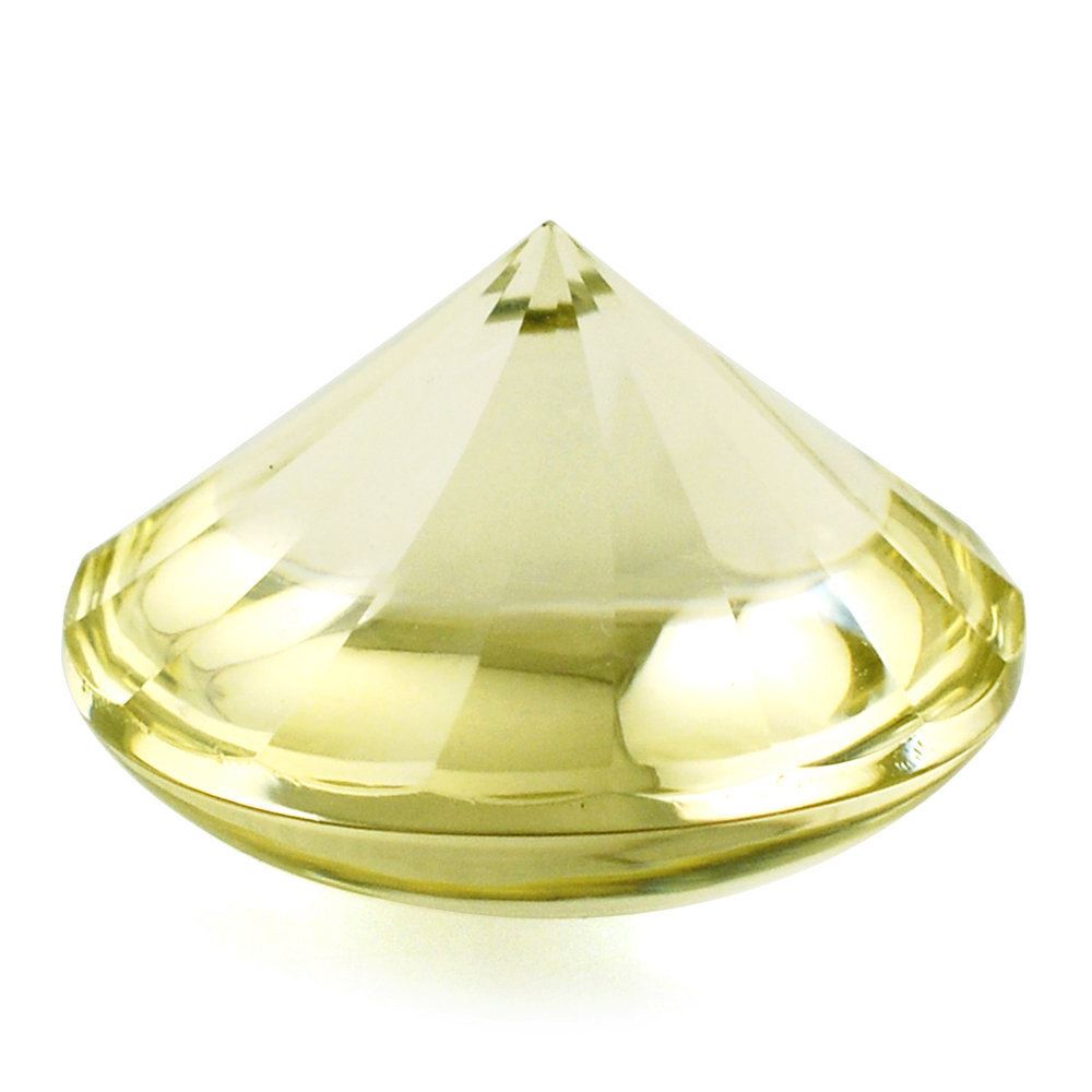 LEMON QUARTZ BUFFTOP ROUND WITH TWISTED CONCAVE 15MM 11.21 Cts.