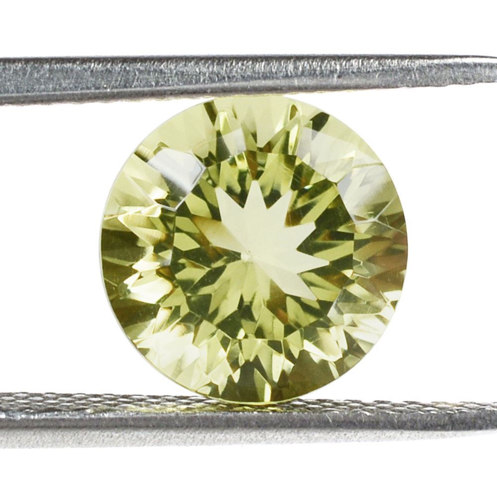 LEMON QUARTZ CONCAVE CUT ROUND 9MM 2.87 Cts.