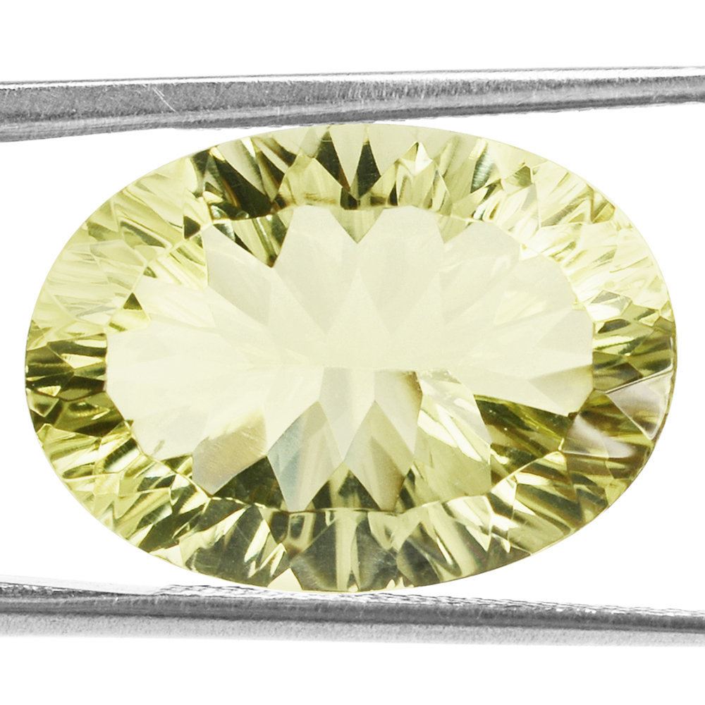 LEMON QUARTZ CONCAVE CUT OVAL 18X13MM 11.25 Cts.