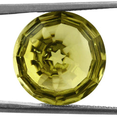 LEMON QUARTZ BUFFTOP CONCAVE STEP CUT BACK ROUND 15MM 9.93 Cts.