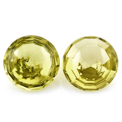 LEMON QUARTZ BUFFTOP CONCAVE STEP CUT BACK ROUND 15MM 9.93 Cts.
