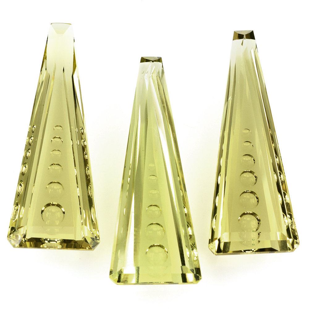 LEMON QUARTZ SUPPER BUBBLE TRAPEZOID 40X15MM 28.30 Cts.