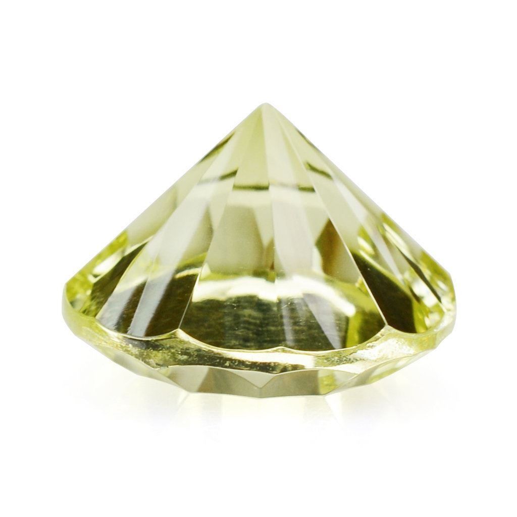 LEMON QUARTZ CONCAVE STRAIGHT FACET ROUND 14MM 8.19 Cts.
