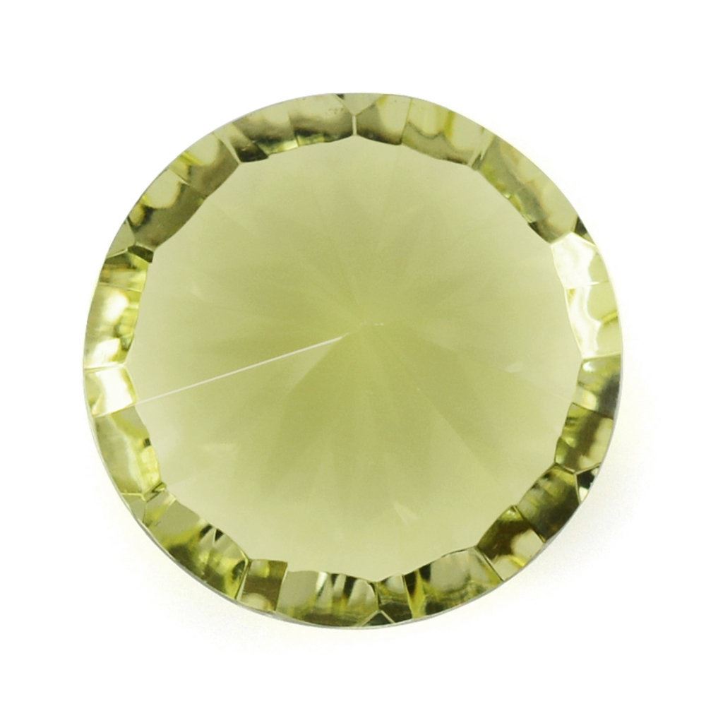 LEMON QUARTZ CONCAVE STRAIGHT FACET ROUND 14MM 8.19 Cts.