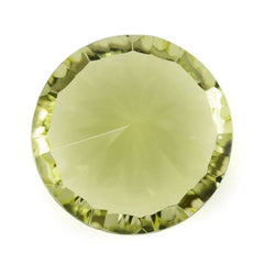 LEMON QUARTZ CONCAVE STRAIGHT FACET ROUND 14MM 8.19 Cts.
