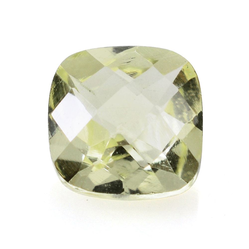 LEMON QUARTZ CHECKER CUT CUSHION (GREEN GOLD) 6MM 0.75 Cts.