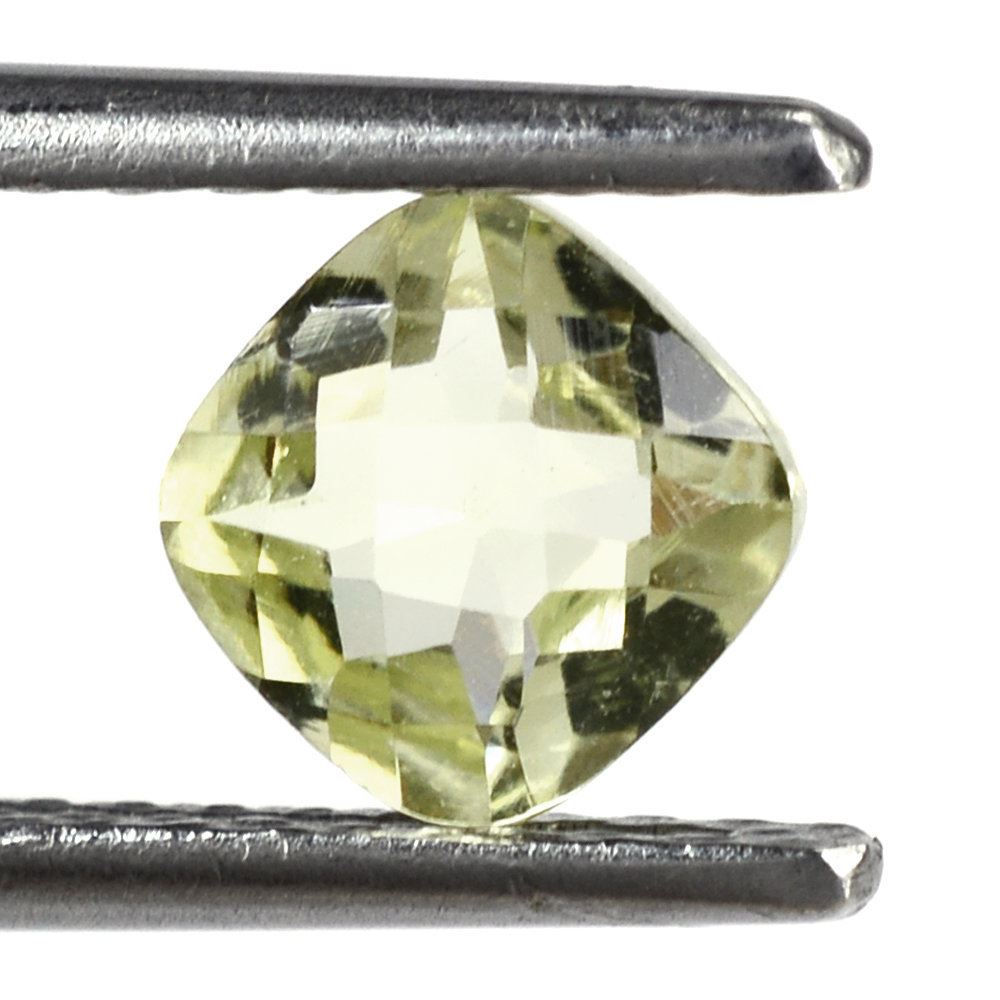 LEMON QUARTZ CHECKER CUT CUSHION (GREEN GOLD) 6MM 0.75 Cts.