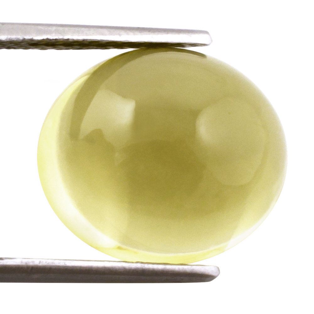 LEMON QUARTZ OVAL CAB (GREEN GOLD) 15X13MM 10.60 Cts.