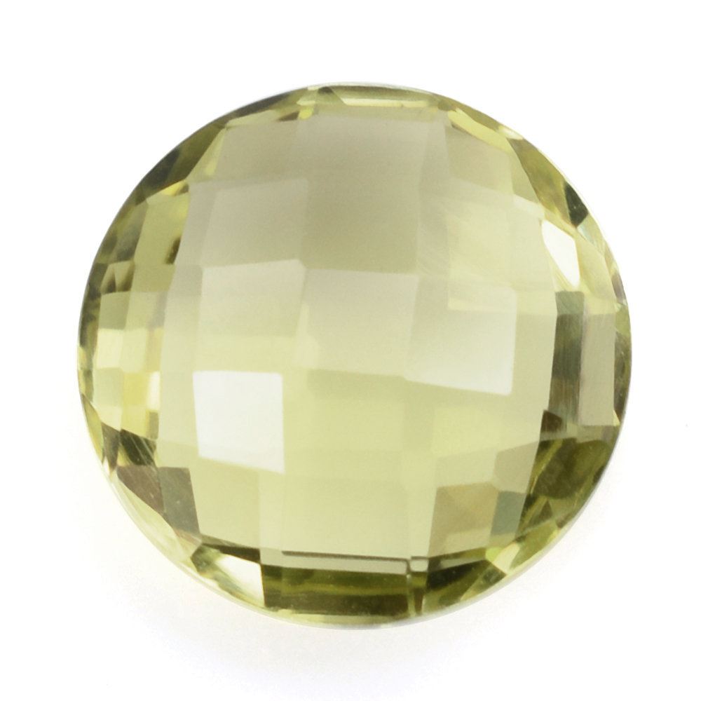 LEMON QUARTZ BRIOLETTE ROUND (GREEN GOLD) 12MM 5.43 Cts.
