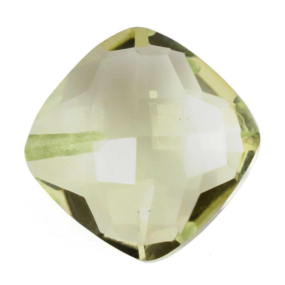 LEMON QUARTZ BRIOLETTE CUSHION (GREEN GOLD) (HALF DRILL) 10MM 3.70 Cts.