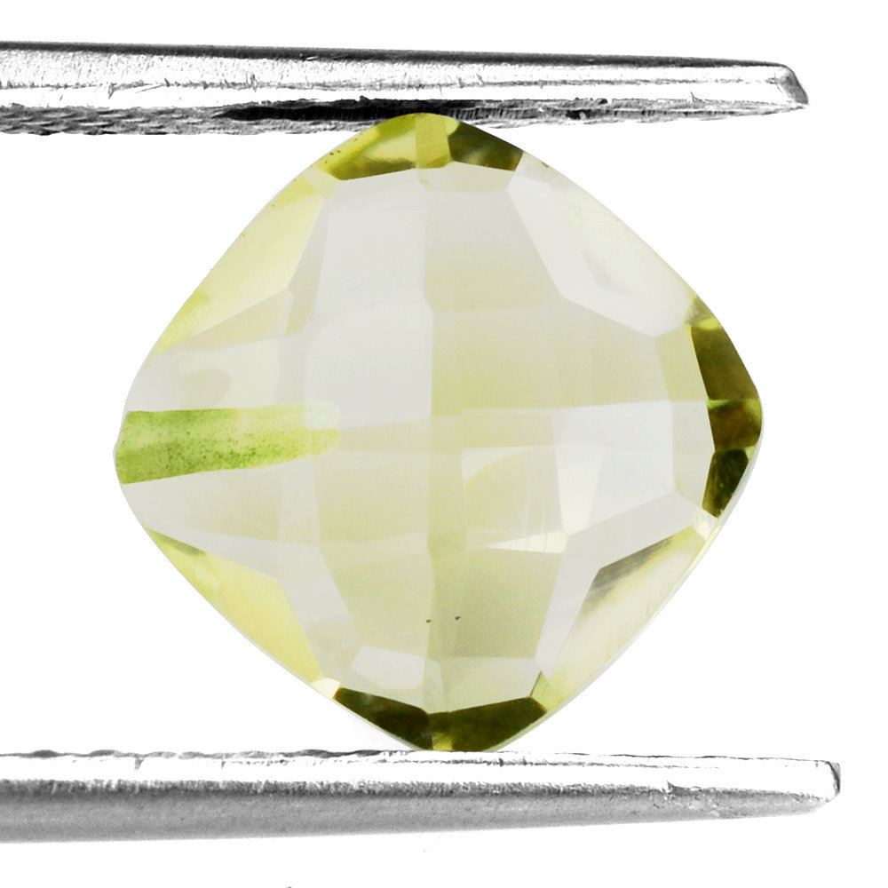 LEMON QUARTZ BRIOLETTE CUSHION (GREEN GOLD) (HALF DRILL) 10MM 3.70 Cts.