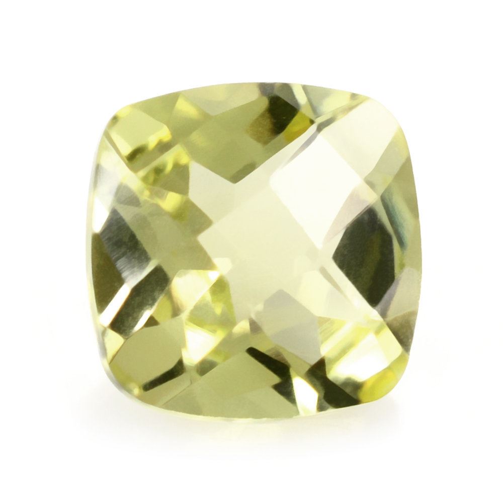 LEMON QUARTZ CHECKER CUT CUSHION (GREEN GOLD) 8MM 2.00 Cts.