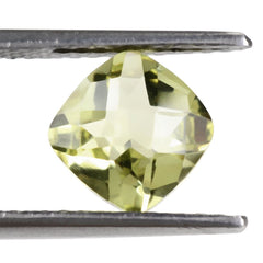 LEMON QUARTZ CHECKER CUT CUSHION (GREEN GOLD) 8MM 2.00 Cts.