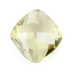 LEMON QUARTZ BRIOLETTE CUSHION (TWO FALF DRILL) (GREEN GOLD)10MM 3.93 Cts.