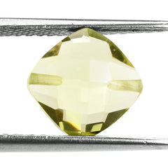 LEMON QUARTZ BRIOLETTE CUSHION (TWO FALF DRILL) (GREEN GOLD)10MM 3.93 Cts.