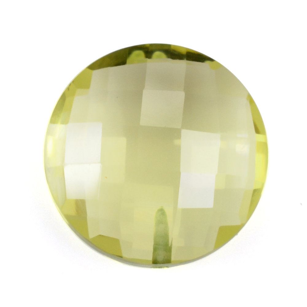 LEMON QUARTZ BRIOLETTE ROUND (HALF DRILL) (GREEN GOLD) 13MM 6.60 Cts.